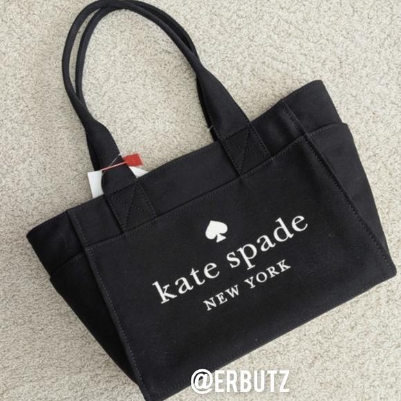kate spade Handbags - NWT Kate Spade Jett Large Canvas Tote, Signature Logo Design, Black DISCONTINUED